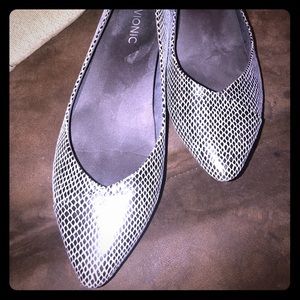 Silver Snakeskin Vionic Dress Flats